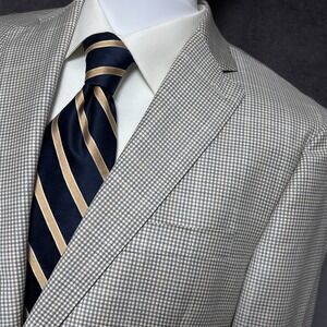 Hart Schaffner Marx Sport Coat 41R Gray Tan Gingham Check Wool Blazer Canada